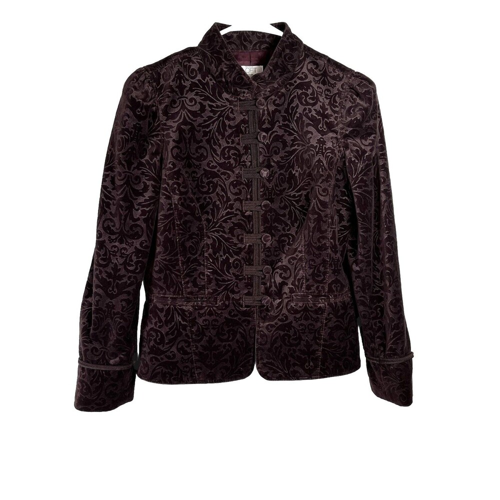 Ann Taylor Loft NWT 8P Burgundy Velvet Jacket Regency Bridgerton Victorian